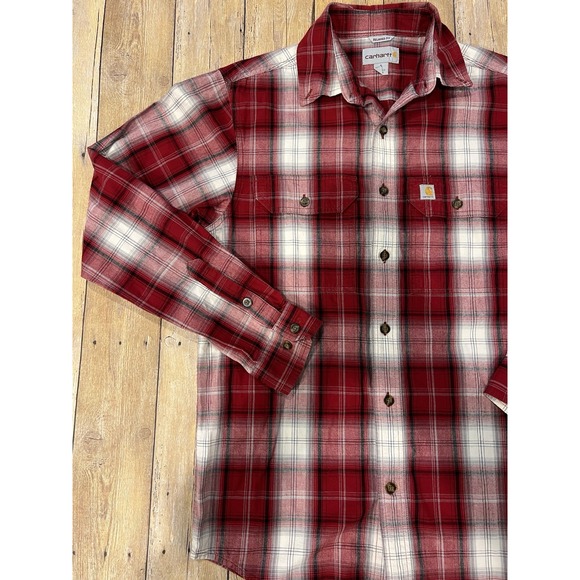 Carhartt Men's Red Plaid Relaxed Fit Flannel sz Small EUC - Picture 2 of 11